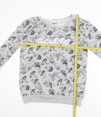 Cropp Mens Grey Cartoon Graphic Pullover Sweatshirt M