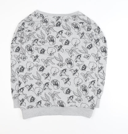 Cropp Mens Grey Cartoon Graphic Pullover Sweatshirt M