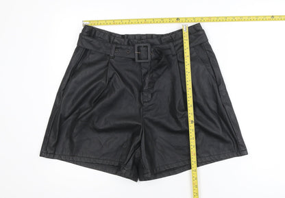 Vero Moda Women's Black Faux Leather Paperbag Shorts XL