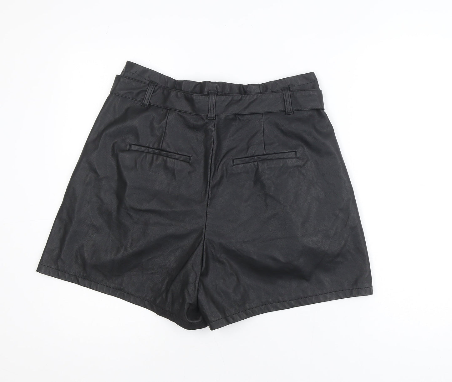 Vero Moda Women's Black Faux Leather Paperbag Shorts XL