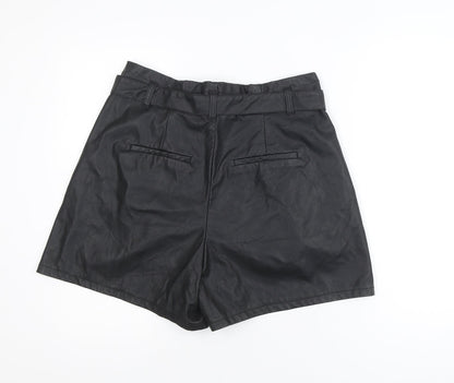Vero Moda Women's Black Faux Leather Paperbag Shorts XL