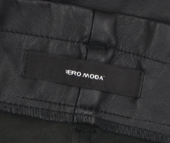 Vero Moda Women's Black Faux Leather Paperbag Shorts XL
