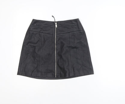 Bershka Women’s Black Faux Leather Short Pencil Skirt Size 8