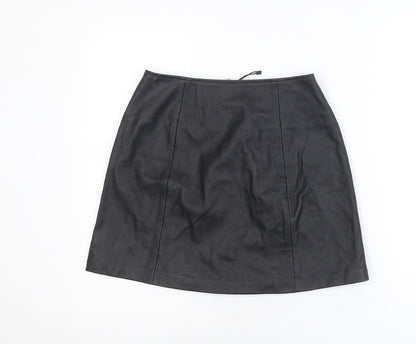 Bershka Women’s Black Faux Leather Short Pencil Skirt Size 8