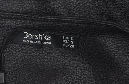 Bershka Women’s Black Faux Leather Short Pencil Skirt Size 8