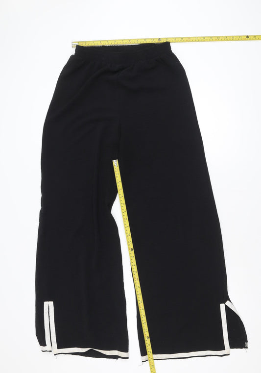 NA-KD Women Black Wide-Leg Trousers Size M Elastic Waist