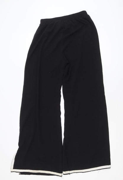 NA-KD Women Black Wide-Leg Trousers Size M Elastic Waist