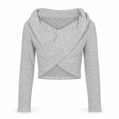 Olian Women’s Grey Wrap Knit Jumper Medium Slim Fit
