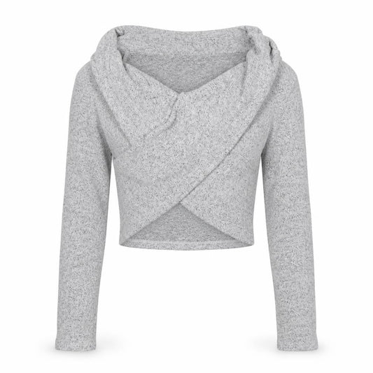 Olian Women’s Grey Wrap Knit Jumper Medium Slim Fit