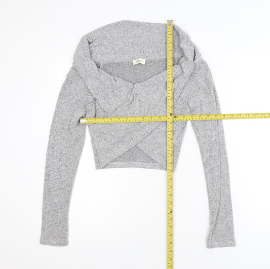 Olian Women’s Grey Wrap Knit Jumper Medium Slim Fit