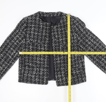 Dunnes Women Black & White Bouclé Cropped Blazer Size 8