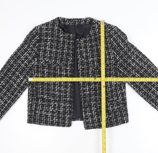 Dunnes Women Black & White Bouclé Cropped Blazer Size 8