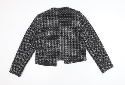Dunnes Women Black & White Bouclé Cropped Blazer Size 8