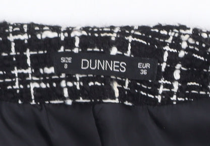 Dunnes Women Black & White Bouclé Cropped Blazer Size 8