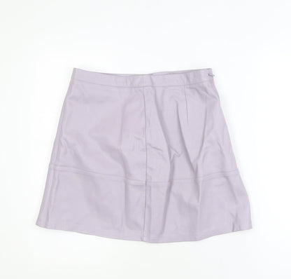 New Look Womens Purple Faux Leather A-Line Mini Skirt Size 14