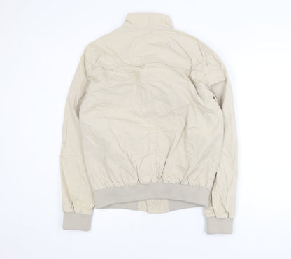 Primark Men's Beige Bomber Jacket Medium Cotton Blend Full Zip