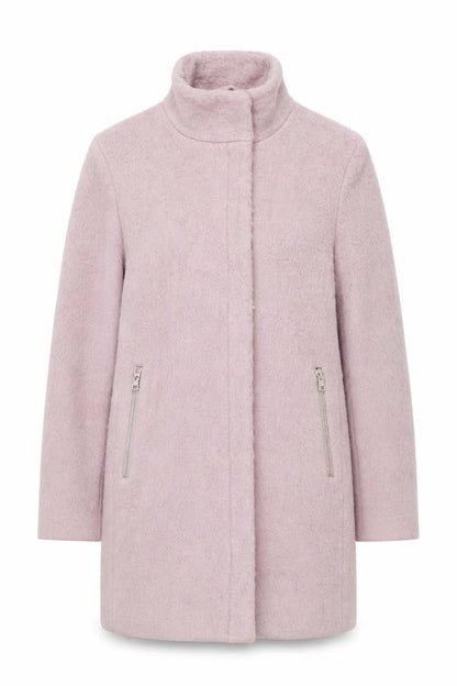 H&M Women Pink Wool Blend Mid-Length Zip Overcoat Size 8