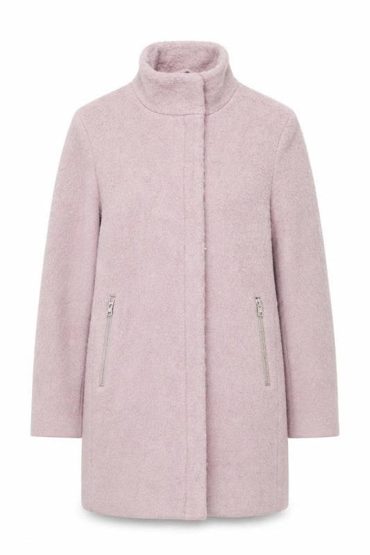 H&M Women Pink Wool Blend Mid-Length Zip Overcoat Size 8