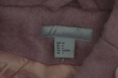 H&M Women Pink Wool Blend Mid-Length Zip Overcoat Size 8