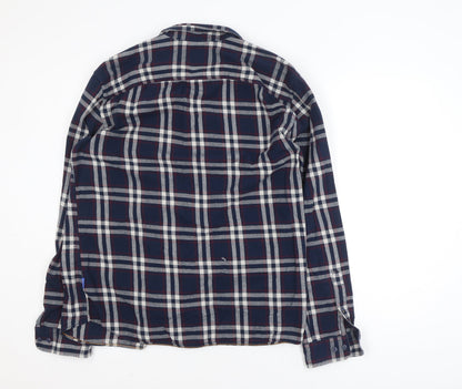 Jack & Jones Men's Navy Check Long Sleeve Button-Up Shirt XL