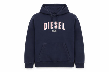 Diesel Mens Blue XL Pullover Hoodie Graphic Logo Sweatshirt