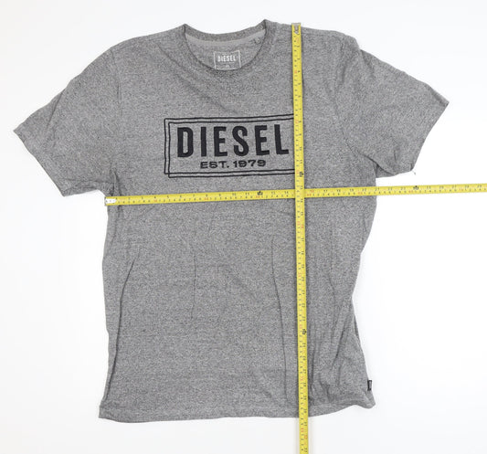 Diesel Men's Grey 2XL Logo Crew Neck Cotton T-Shirt