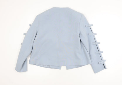 Badoo Women's Blue Size 12 Tailored Bow Detail Blazer Jacket