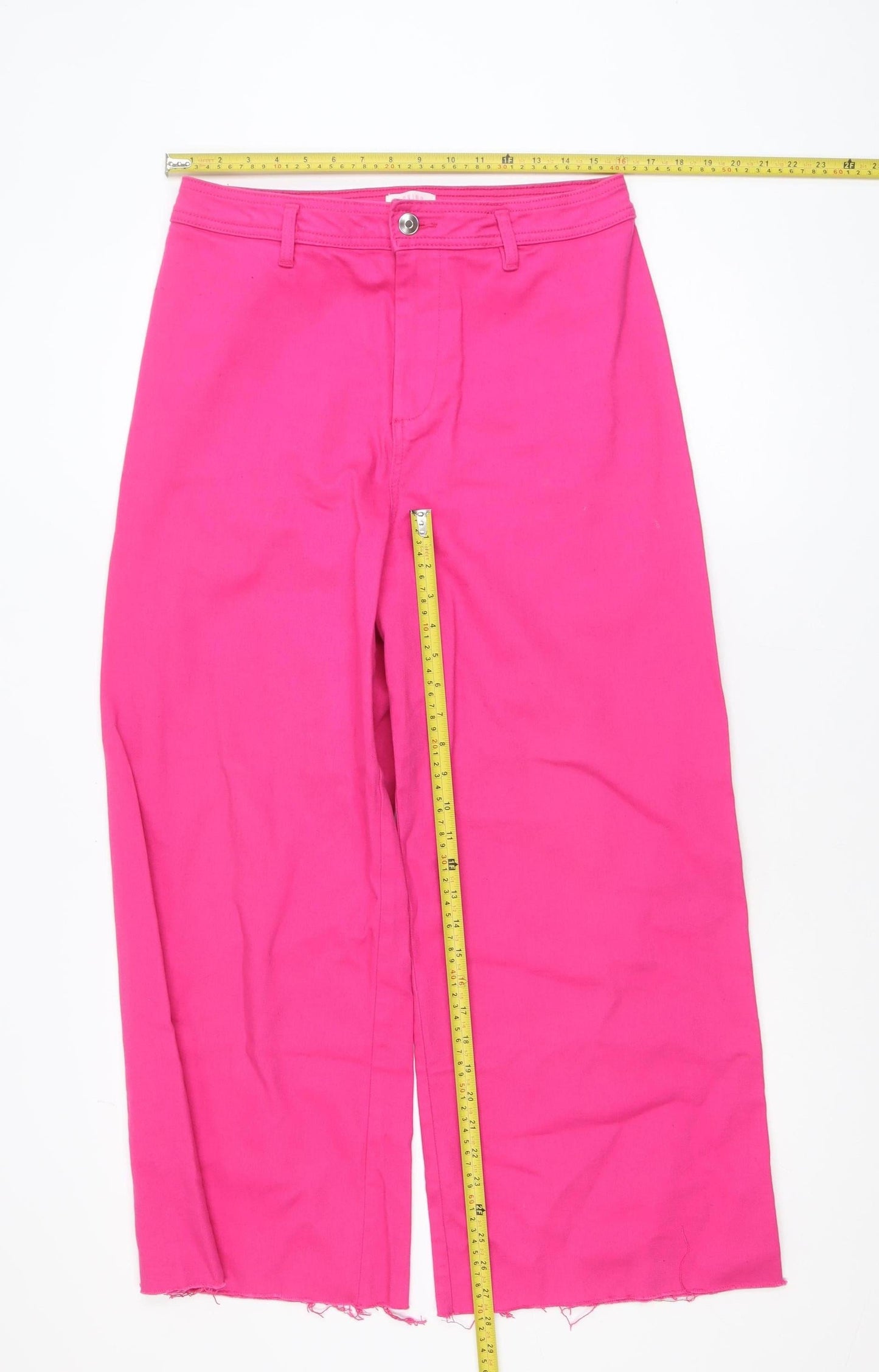 Savida Women’s Pink Wide-Leg Cotton Jeans Size 14