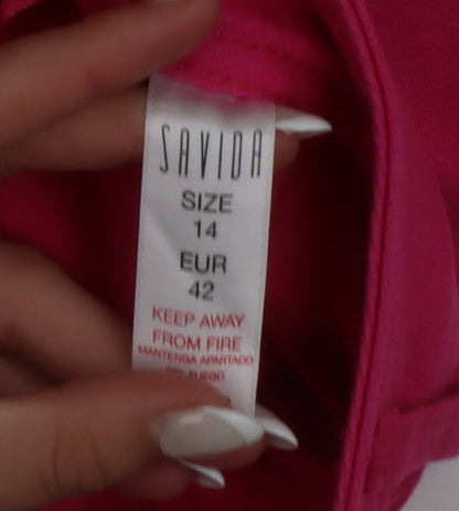 Savida Women’s Pink Wide-Leg Cotton Jeans Size 14