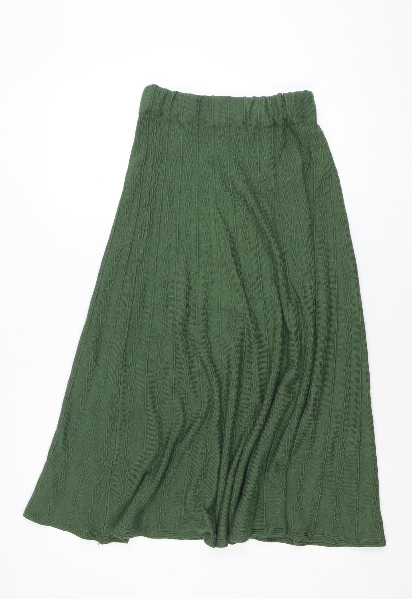 Sofia Fashion Women Green A-Line Midi Knit Skirt Size M