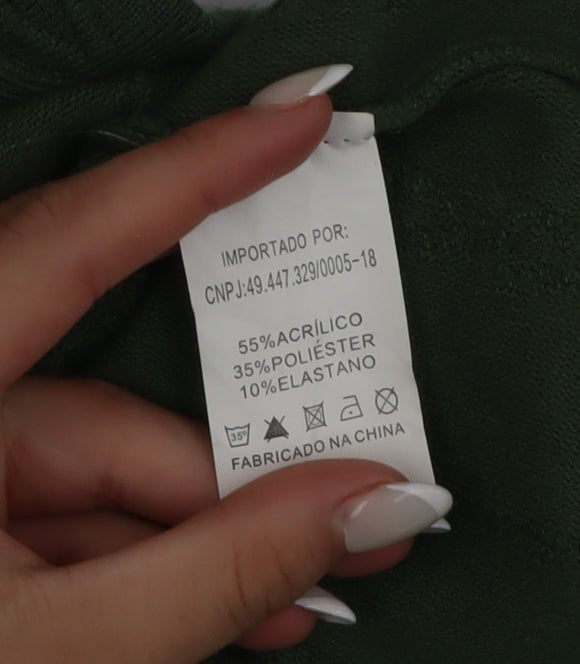 Sofia Fashion Women Green A-Line Midi Knit Skirt Size M