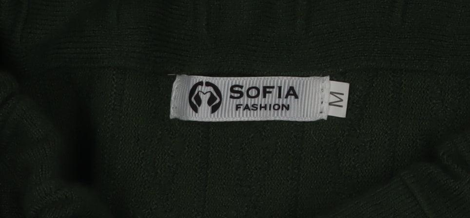 Sofia Fashion Women Green A-Line Midi Knit Skirt Size M