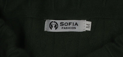 Sofia Fashion Women Green A-Line Midi Knit Skirt Size M