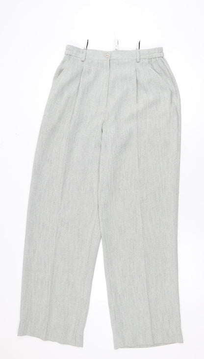 Elinette Women’s Grey Pleated Straight Leg Trousers Size 10