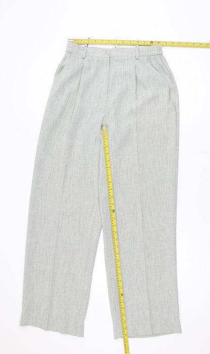 Elinette Women’s Grey Pleated Straight Leg Trousers Size 10