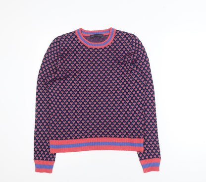 Marks and Spencer Women's Blue Heart Knit Jumper UK 14 Regular Fit