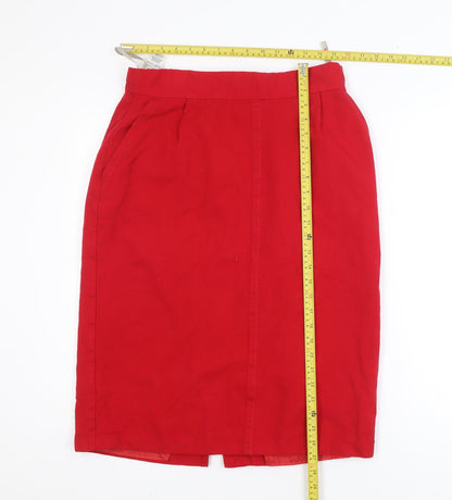 Marks and Spencer Women’s Red Wool Pencil Skirt Size 18 Vintage
