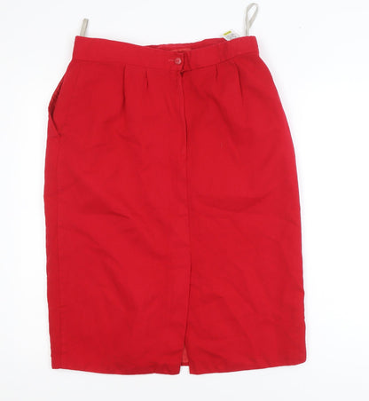 Marks and Spencer Women’s Red Wool Pencil Skirt Size 18 Vintage
