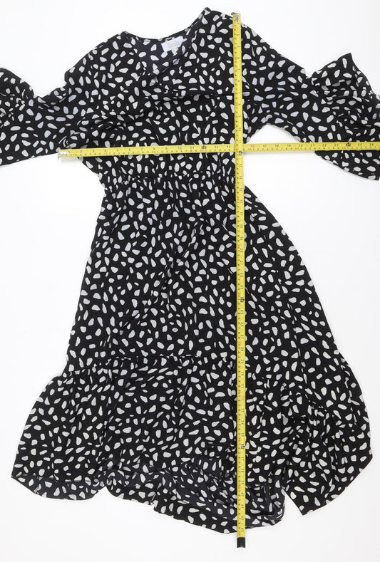 Stella Morgan Women’s Black Animal Print Hi-Low A-Line Dress Size 8