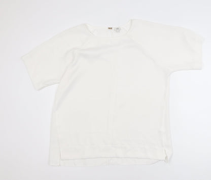 River Island Women White Size 14 Short Sleeve Woven Blouse