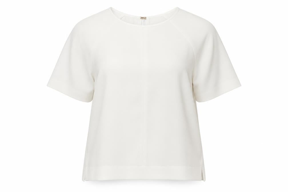 River Island Women White Size 14 Short Sleeve Woven Blouse
