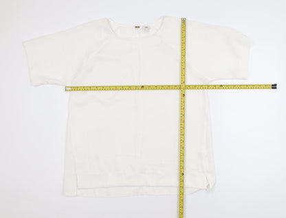 River Island Women White Size 14 Short Sleeve Woven Blouse