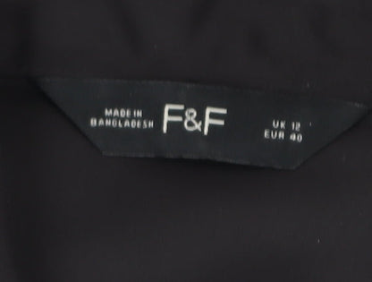 F&F Women's Black Wrap Satin Blouse UK 12 Long Sleeve