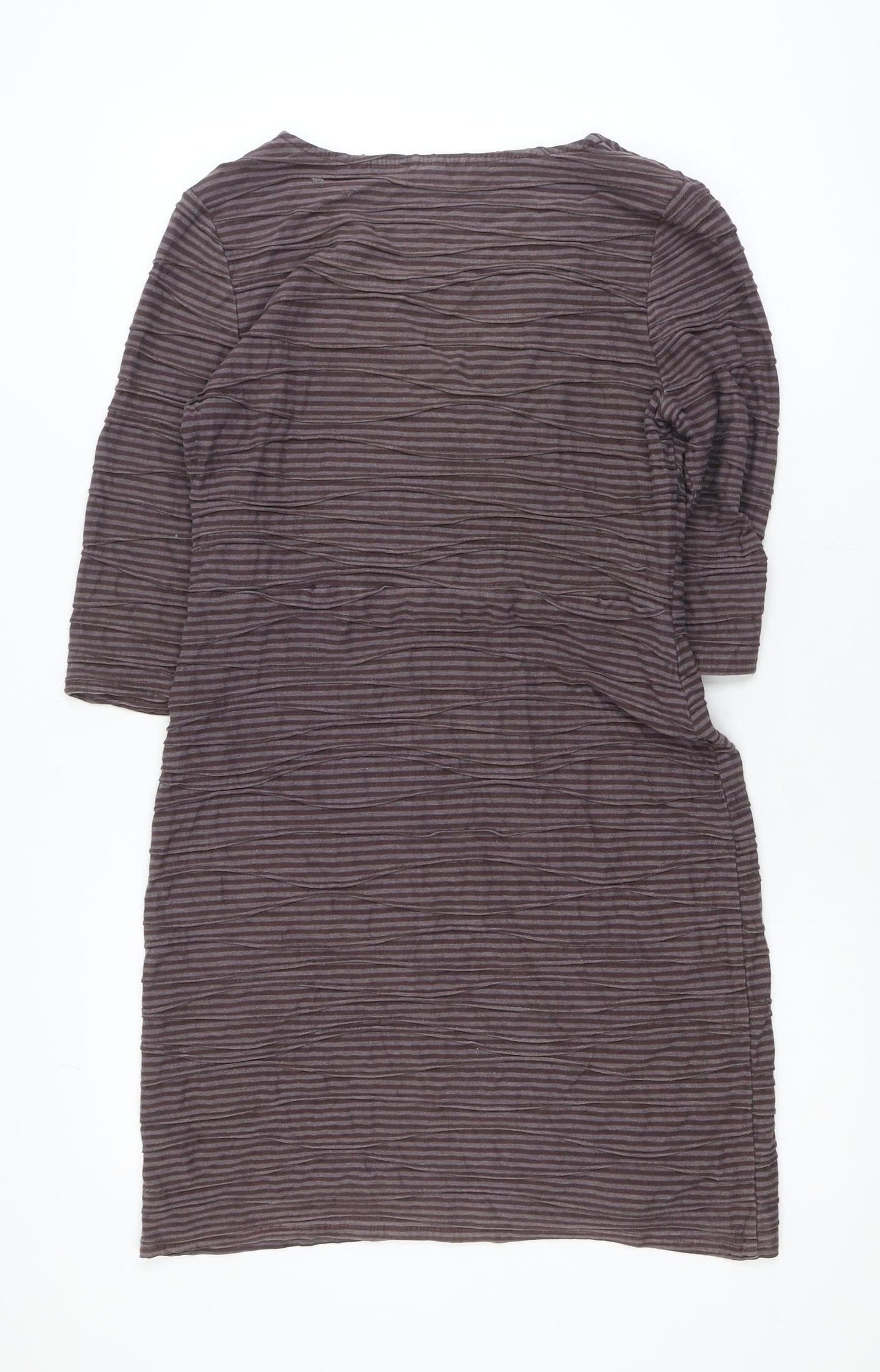 Kaliko Women Brown Striped V-Neck Stretch Wrap Dress Size 12