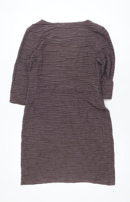 Kaliko Women Brown Striped V-Neck Stretch Wrap Dress Size 12