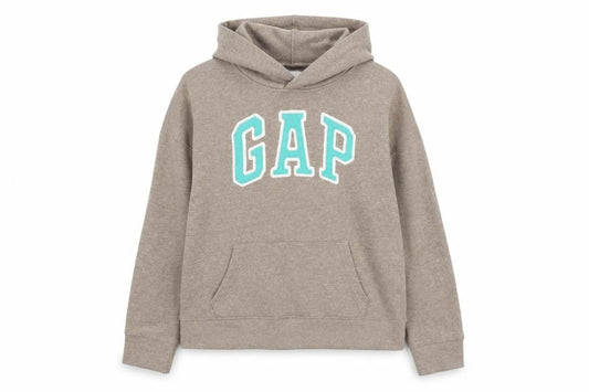 Gap Women Beige Pullover Hoodie Medium Logo Casual Soft Fleece