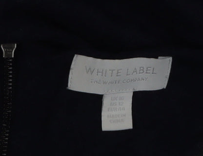 The White Company Women's Blue Short Sleeve Cotton Blend Zip Back Top Size 16