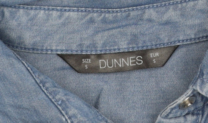 Dunnes Women's Blue Lyocell Denim Long Sleeve Button-Up Shirt S