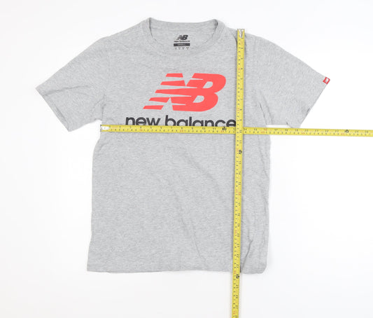 New Balance Men's Grey Small Graphic Sports Cotton T-Shirt