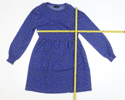 New Look Women Blue Animal Print A-Line Dress Size 8